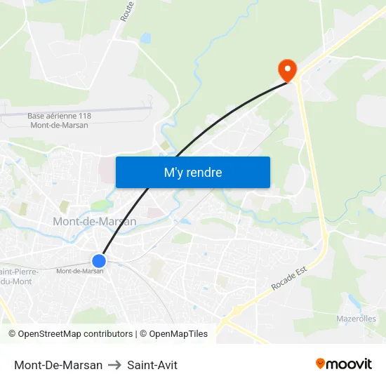 Mont-De-Marsan to Saint-Avit map