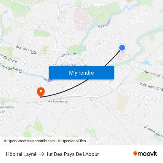 Hôpital Layné to Iut Des Pays De L'Adour map