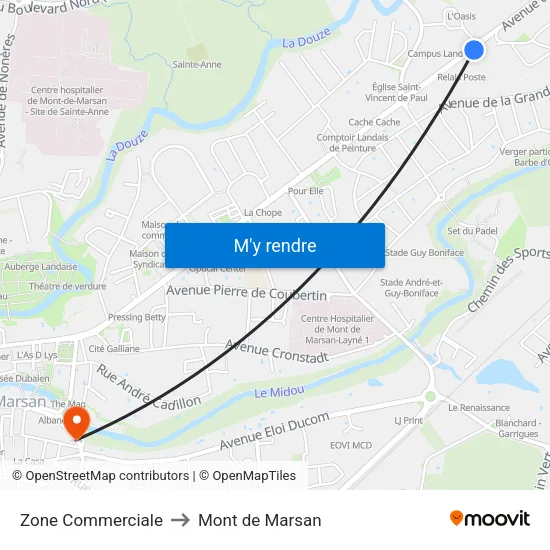 Zone Commerciale to Mont de Marsan map