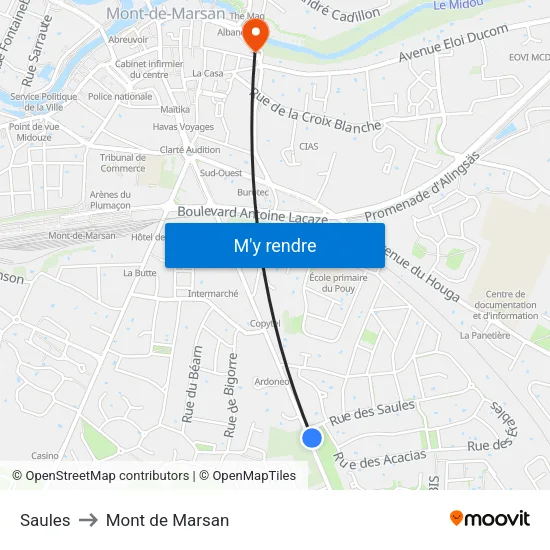 Saules to Mont de Marsan map