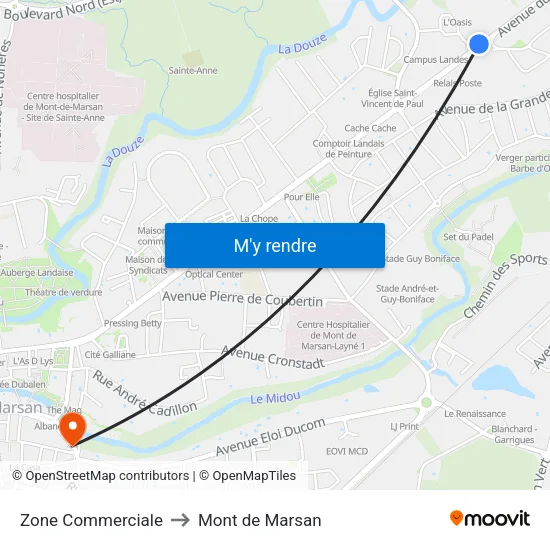 Zone Commerciale to Mont de Marsan map