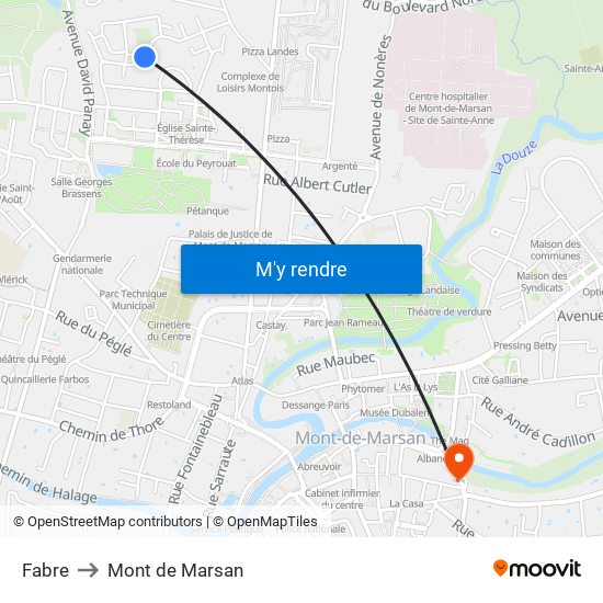 Fabre to Mont de Marsan map
