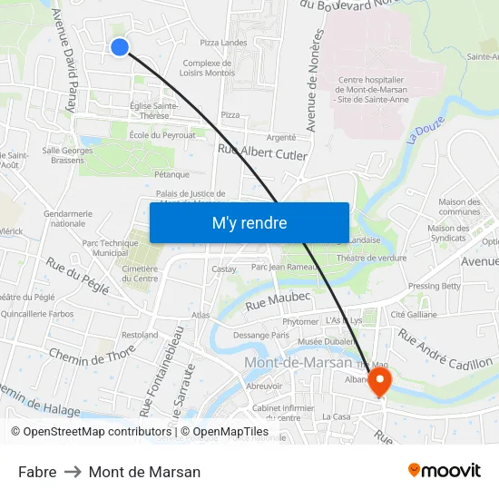 Fabre to Mont de Marsan map