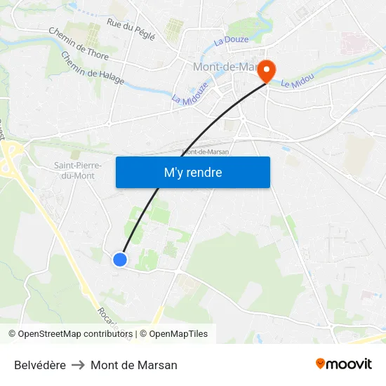 Belvédère to Mont de Marsan map