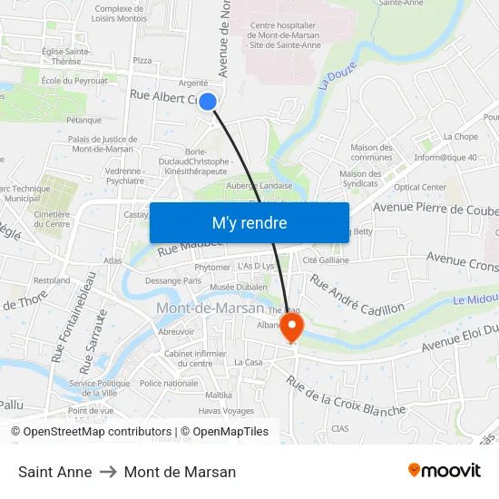 Saint Anne to Mont de Marsan map