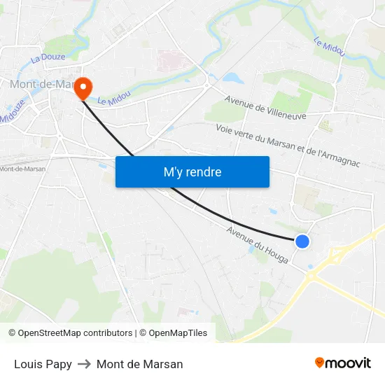 Louis Papy to Mont de Marsan map