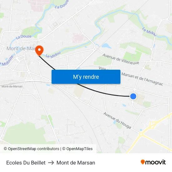 Ecoles Du Beillet to Mont de Marsan map