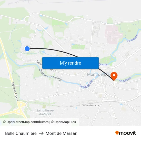 Belle Chaumière to Mont de Marsan map