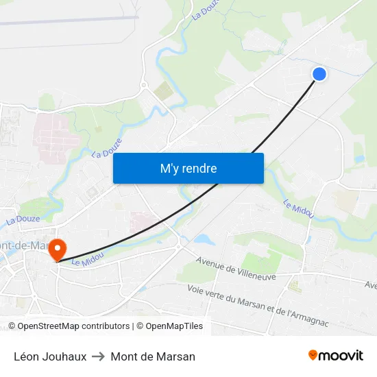 Léon Jouhaux to Mont de Marsan map