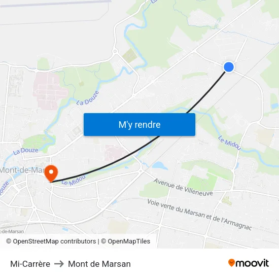 Mi-Carrère to Mont de Marsan map