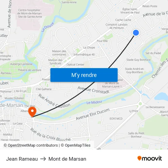 Jean Rameau to Mont de Marsan map