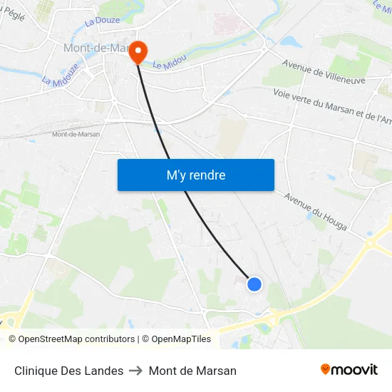 Clinique Des Landes to Mont de Marsan map