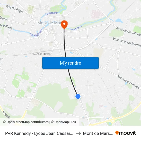 P+R Kennedy - Lycée Jean Cassaigne to Mont de Marsan map