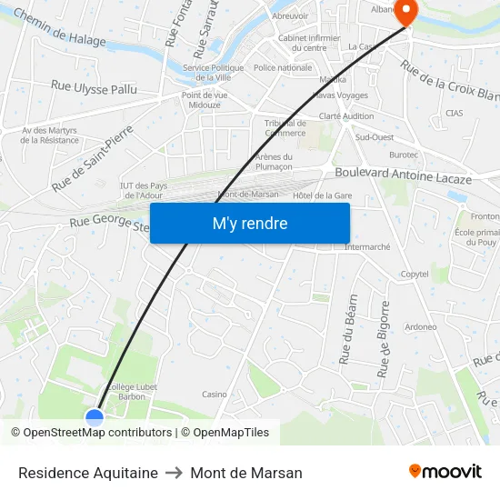 Residence Aquitaine to Mont de Marsan map