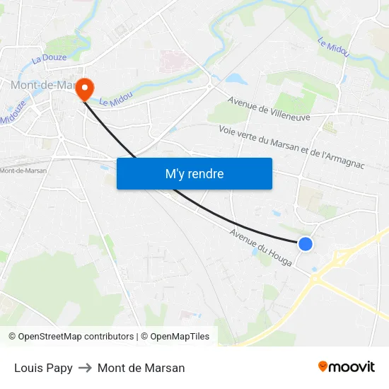 Louis Papy to Mont de Marsan map