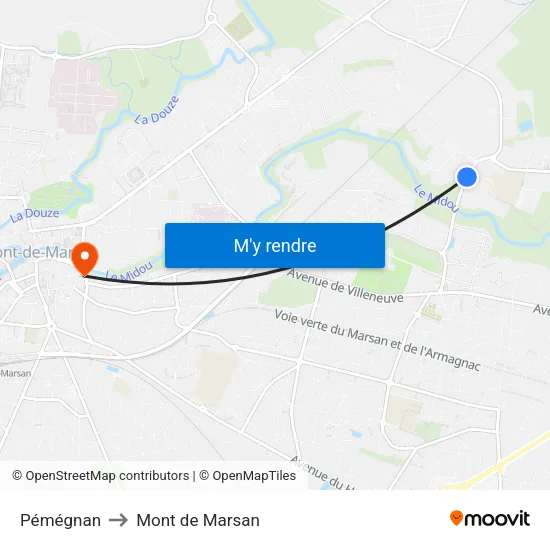 Pémégnan to Mont de Marsan map