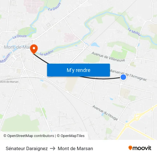 Sénateur Daraignez to Mont de Marsan map
