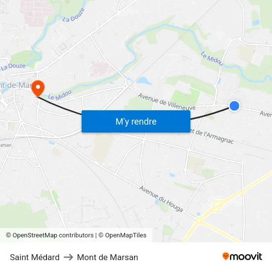 Saint Médard to Mont de Marsan map