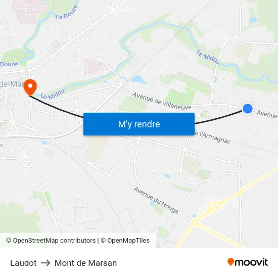 Laudot to Mont de Marsan map