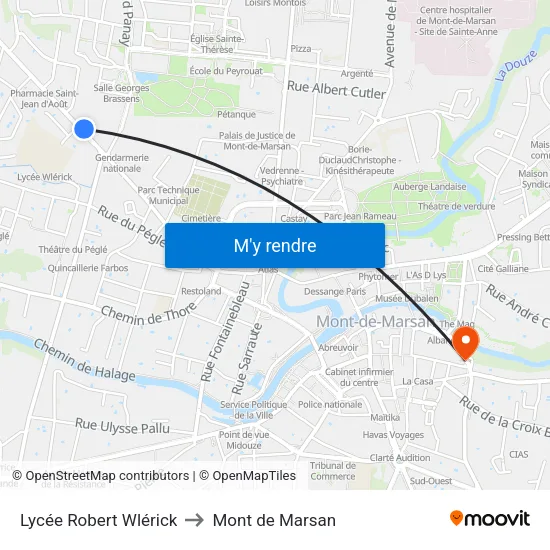 Lycée Robert Wlérick to Mont de Marsan map