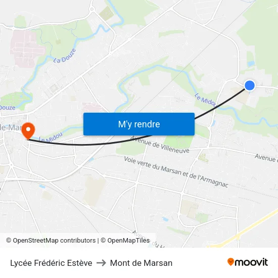 Lycée Frédéric Estève to Mont de Marsan map
