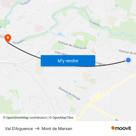 Val D'Arguence to Mont de Marsan map