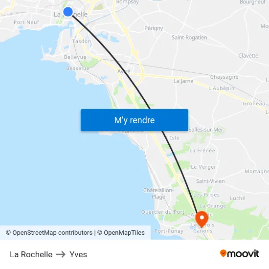 La Rochelle to Yves map