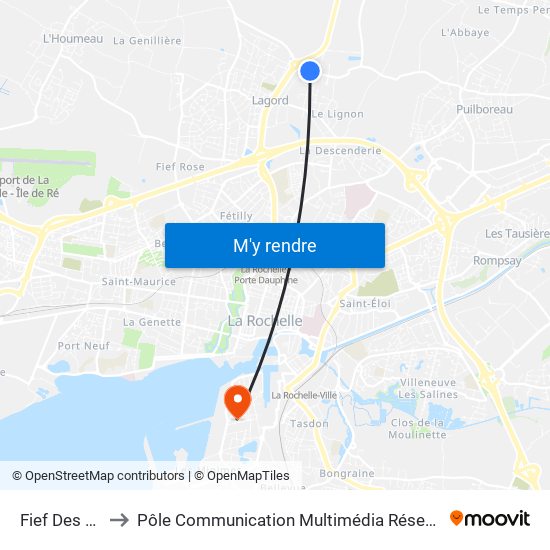 Fief Des Greffières to Pôle Communication Multimédia Réseaux (Université De La Rochelle) map