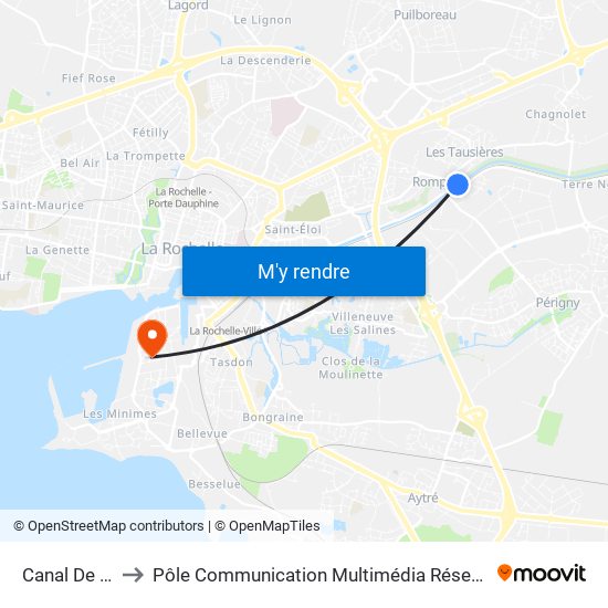 Canal De Rompsay to Pôle Communication Multimédia Réseaux (Université De La Rochelle) map