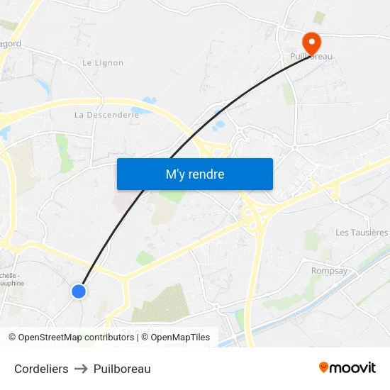 Cordeliers to Puilboreau map
