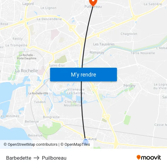 Barbedette to Puilboreau map