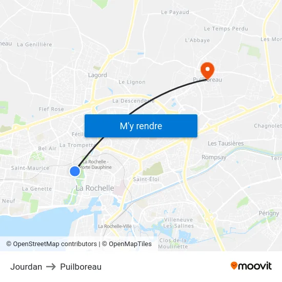 Jourdan to Puilboreau map