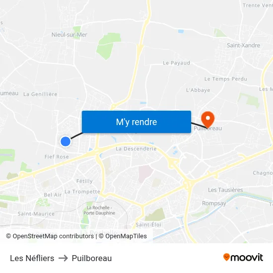 Les Néfliers to Puilboreau map