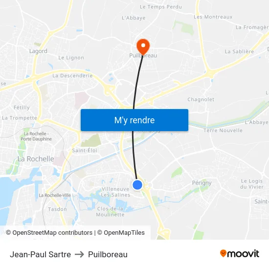 Jean-Paul Sartre to Puilboreau map