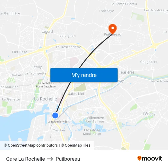Gare La Rochelle to Puilboreau map