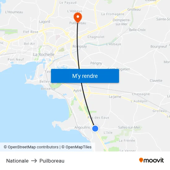 Nationale to Puilboreau map