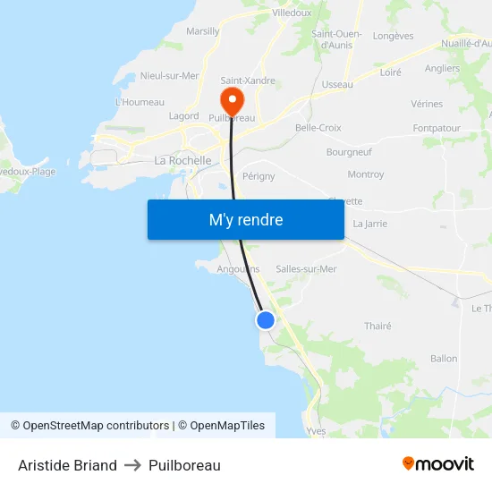 Aristide Briand to Puilboreau map