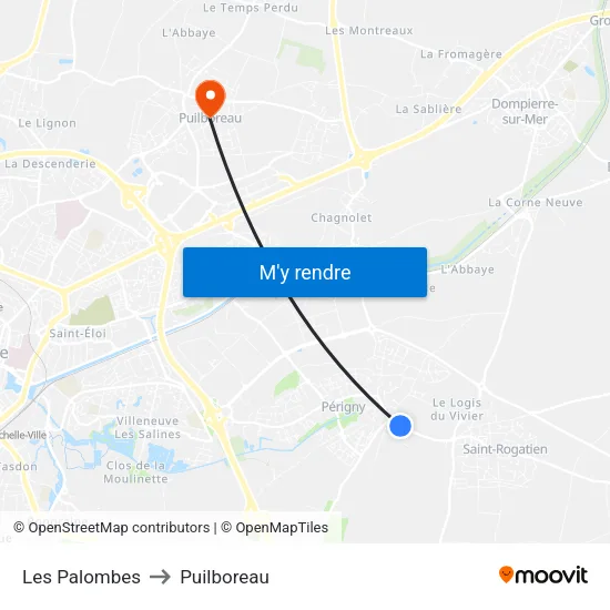 Les Palombes to Puilboreau map