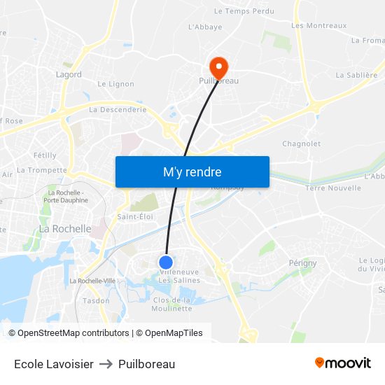 Ecole Lavoisier to Puilboreau map