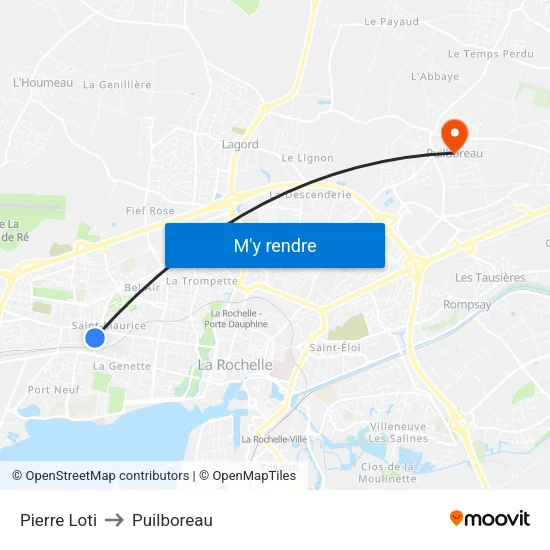 Pierre Loti to Puilboreau map