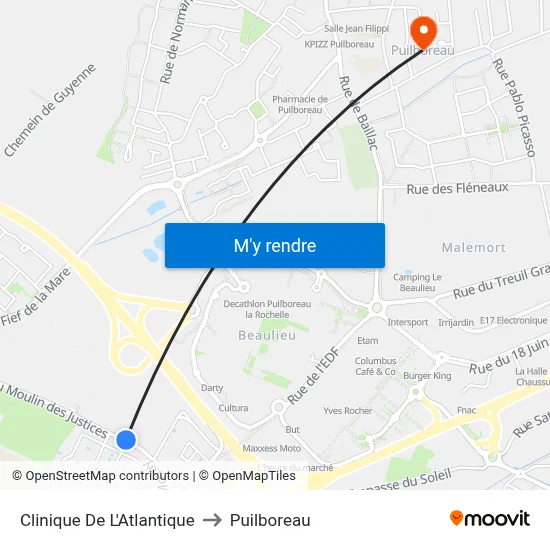 Clinique De L'Atlantique to Puilboreau map