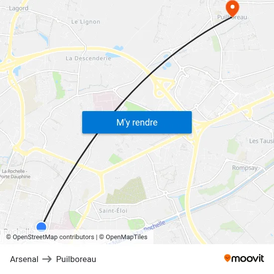 Arsenal to Puilboreau map