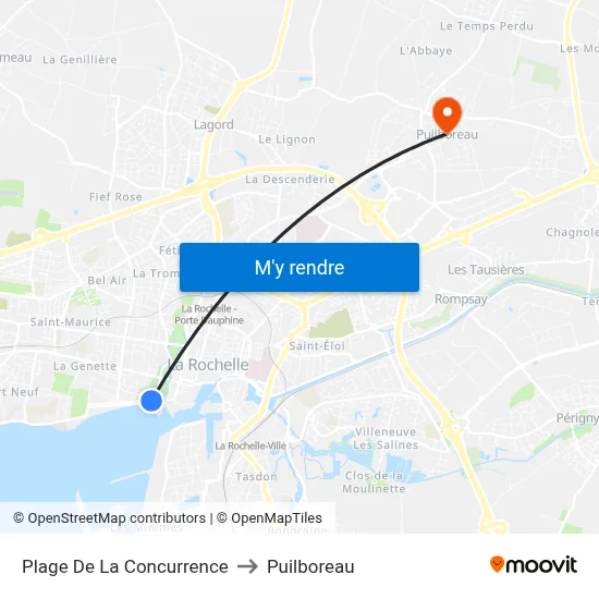 Plage De La Concurrence to Puilboreau map