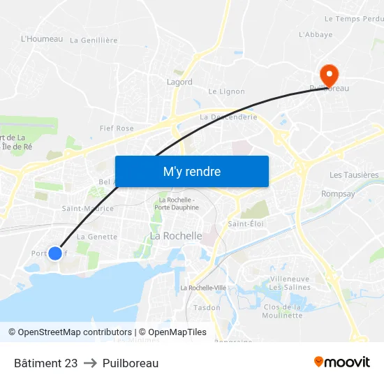 Bâtiment 23 to Puilboreau map