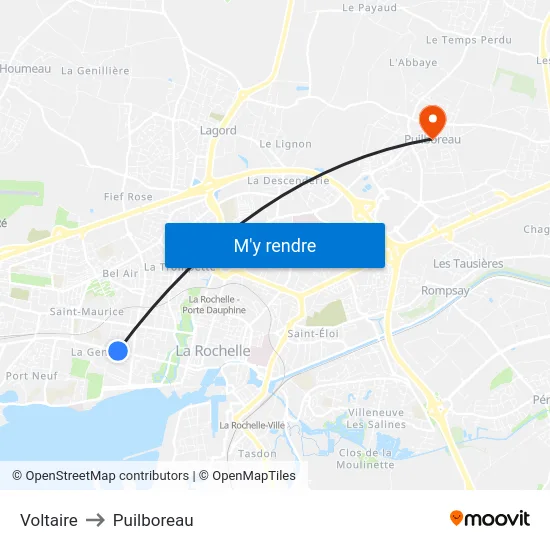 Voltaire to Puilboreau map