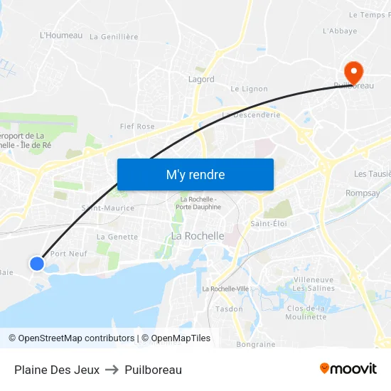 Plaine Des Jeux to Puilboreau map
