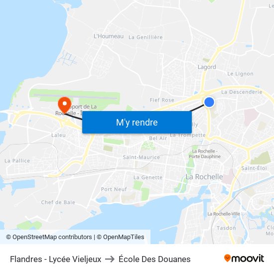 Flandres - Lycée Vieljeux to École Des Douanes map
