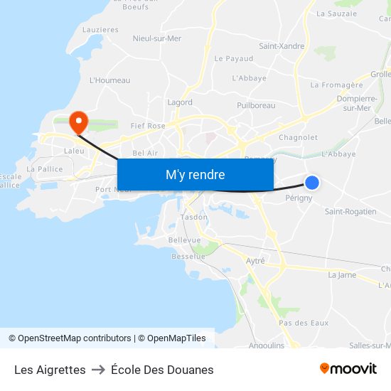 Les Aigrettes to École Des Douanes map