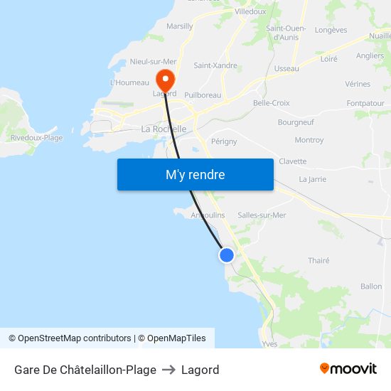 Gare De Châtelaillon-Plage to Lagord map