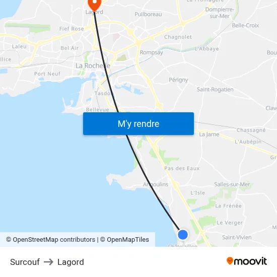 Surcouf to Lagord map